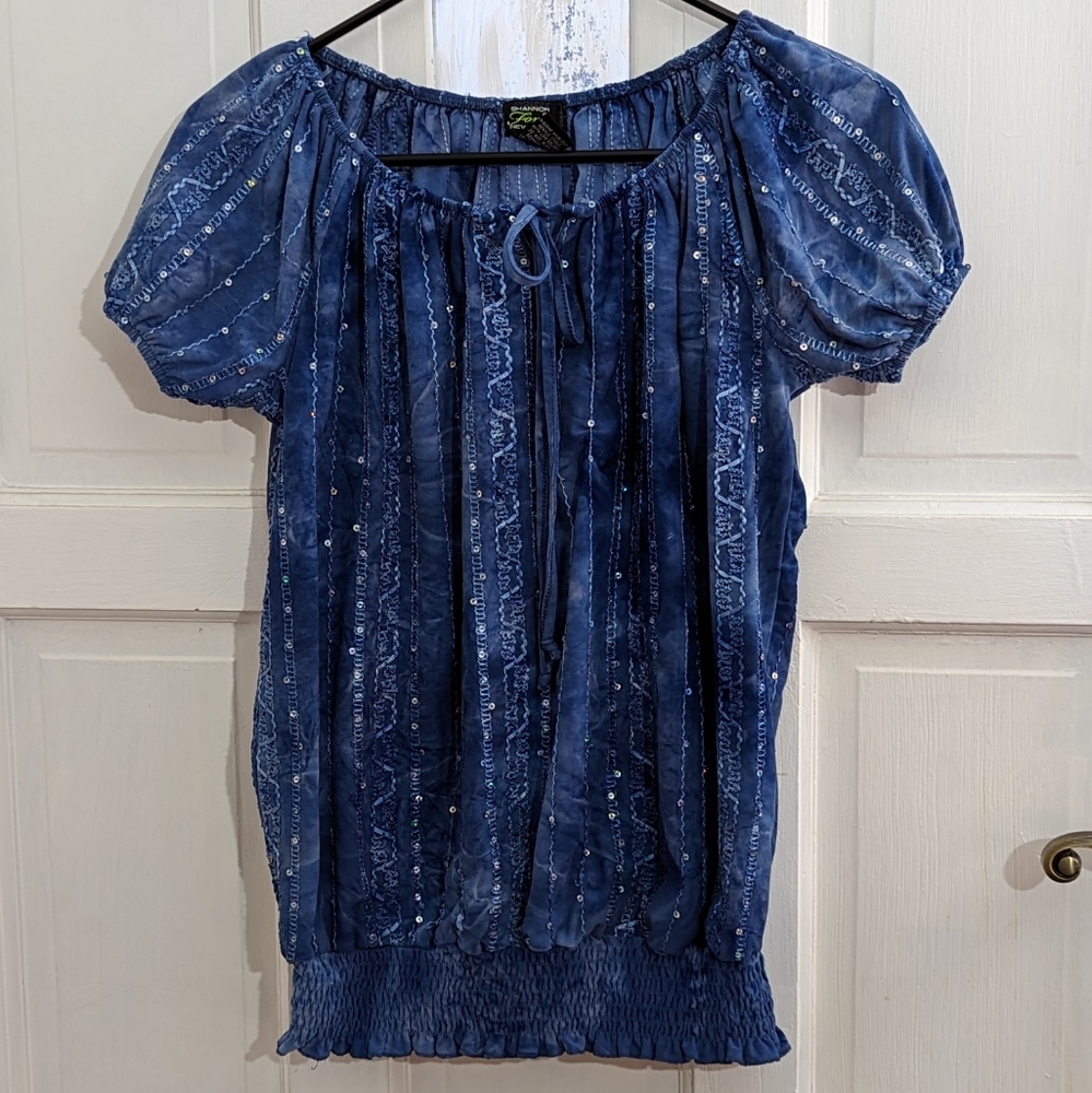 Shannon Ford New York Blue Peasant Blouse